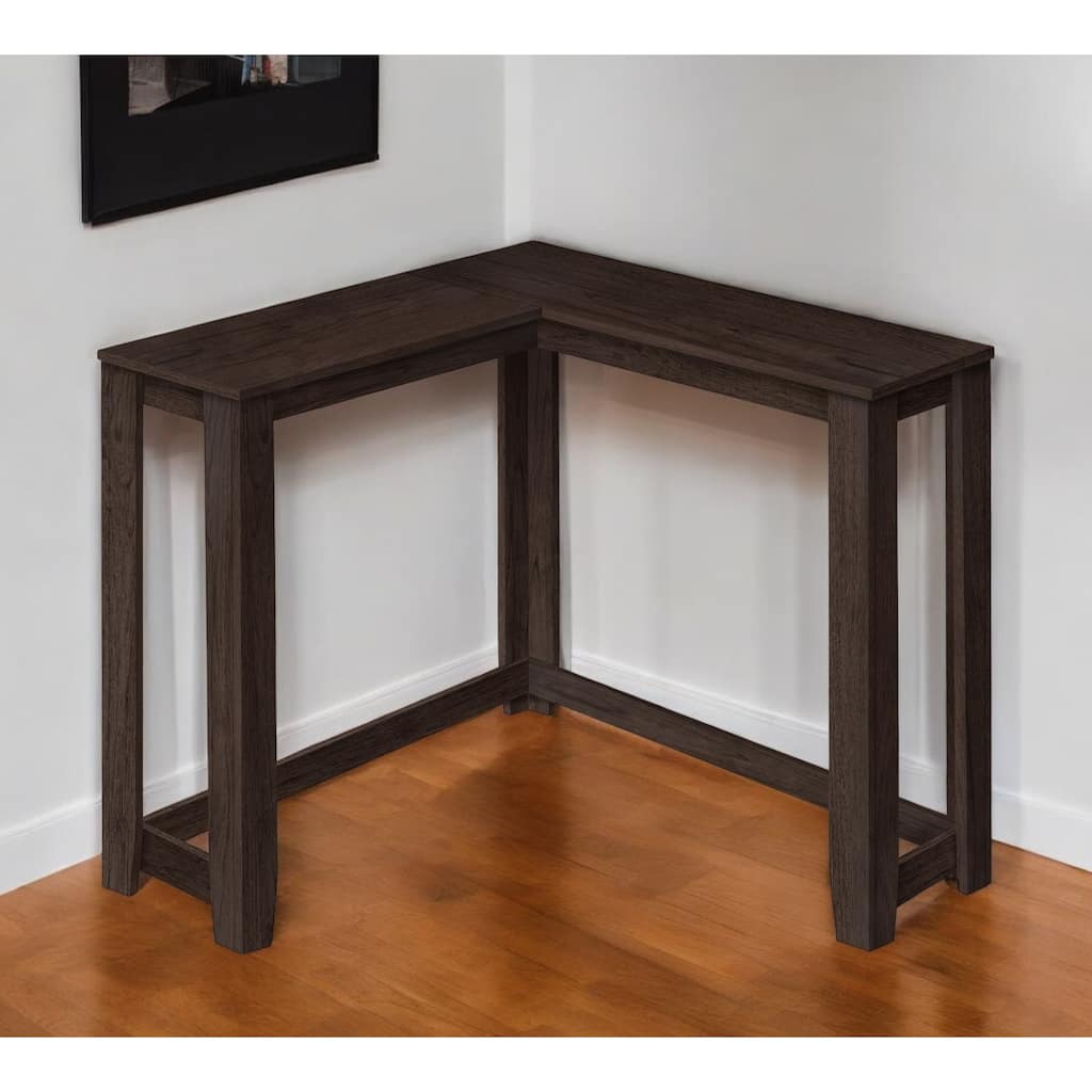 HomeRoots 36" Espresso Solid Wood Distressed Corner Console Table - 35.5' X '32' X '35.5