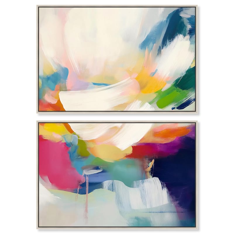 Riot of Color I Canvas Set of 2 by Art Remedy - 30" x 20" - Silver