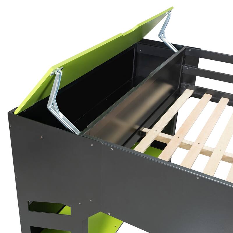 Gaming Loft Bed with Adjustable Desk