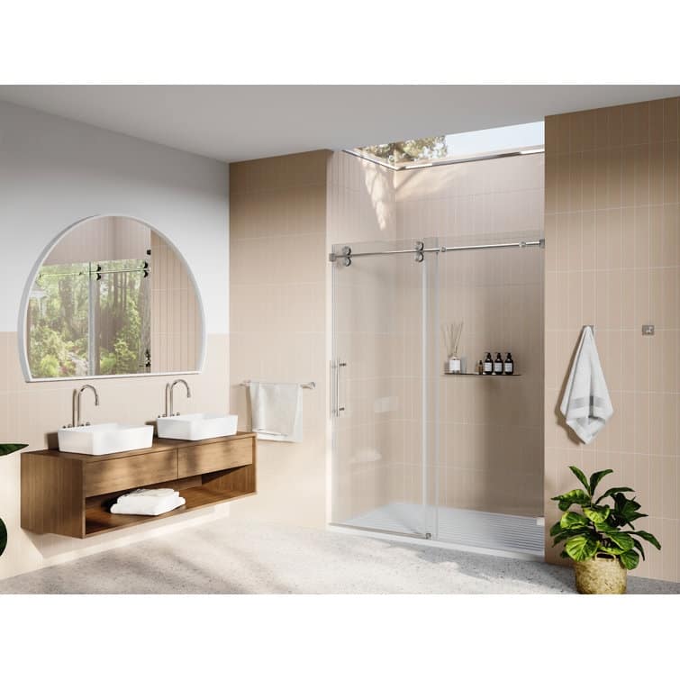 DeerValley Concord 56" - 60" W x 76" H Single Sliding Frameless Shower Door