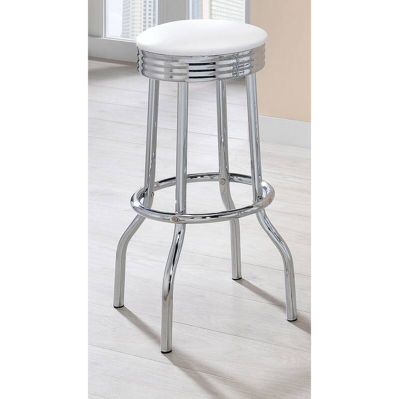 Midge White Upholstered Metal Swivel Bar Stool (Set of 2)