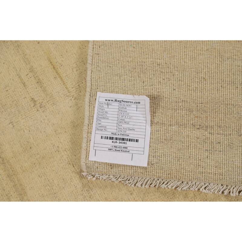 Gabbeh Modern Rug Hand-Knotted Solid Contemporary Wool Carpet - 3'11"x 5'10"