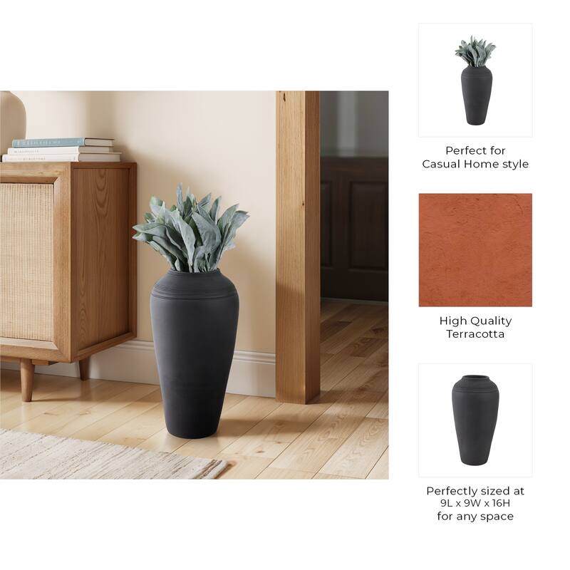 Handcrafted Terracotta Pottery Decorative Vase with Textured Detailing