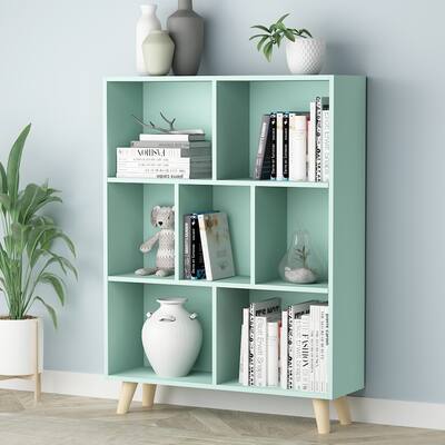 Kerrogee 7 Cube Bookcase - 3 Shelf Wooden Storage Unit - 31.5"L x 9.4"W x 42"H