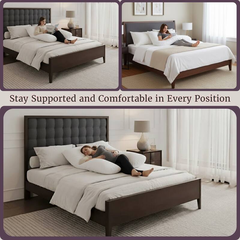 Lavish Home Pregnancy Pillow - U-Shaped Full Body Pillow for Pregnant Women with Removable Cover (White)