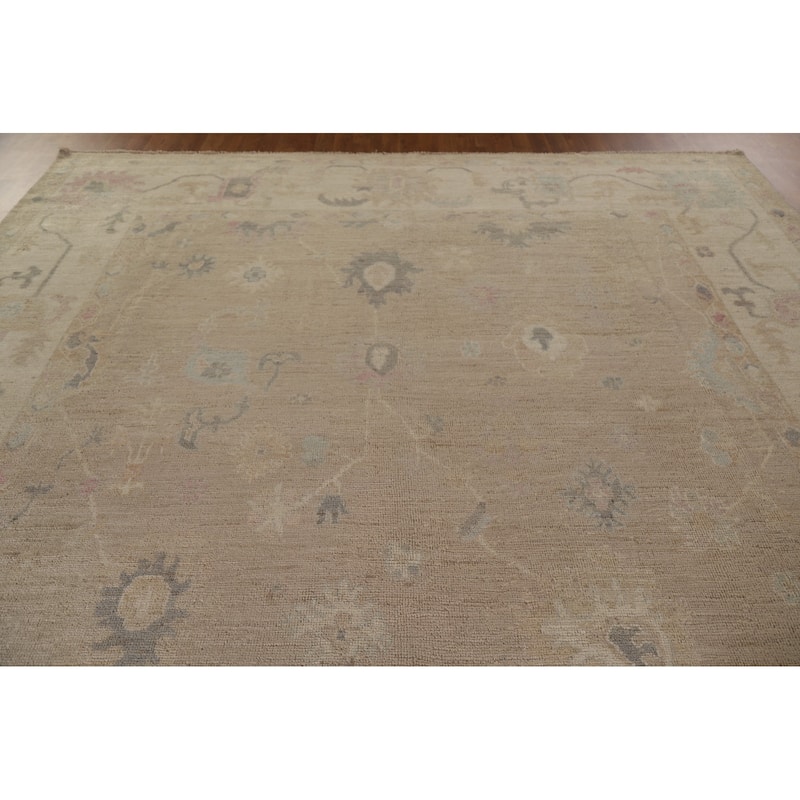 Vegetable Dye Oushak Turkish Area Rug Handmade Wool Carpet - 9'7"x 13'3"