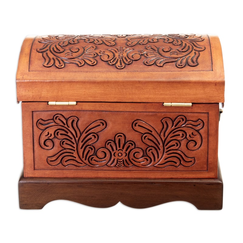 Novica Handmade Viceroyalty Wood And Leather Jewelry Box