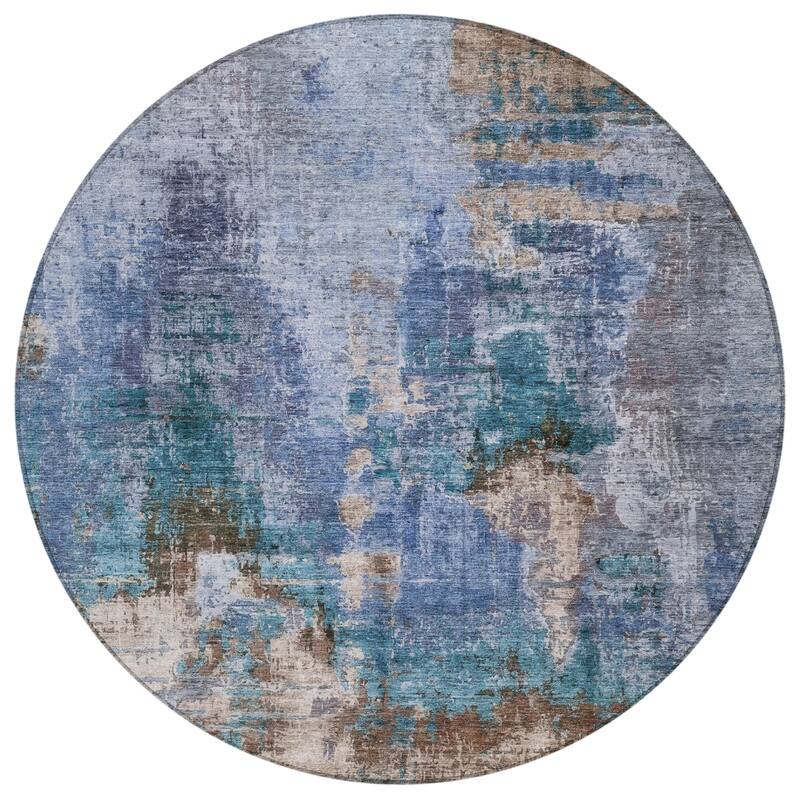 Machine Washable Indoor/ Outdoor Abstact Contemporary Chantille Rug