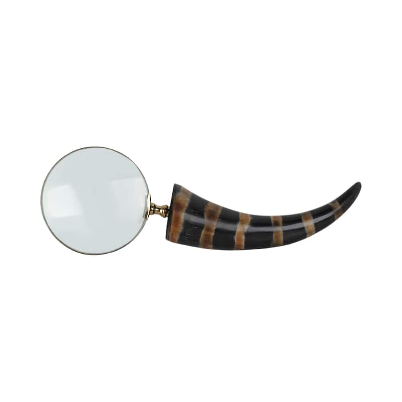 Glass Buffalo Horn Magnifying Glass Modern Casual Style - 2" Black - 11" x 4" x 2"