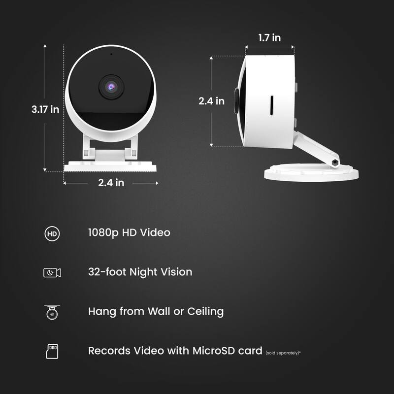 Indoor Security Camera with Motion Detection, 30ft. Night Vision - White