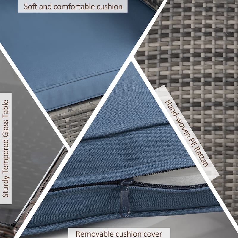 Outdoor 4-Piece Wicker Patio Conversation Sofa Set - N/A