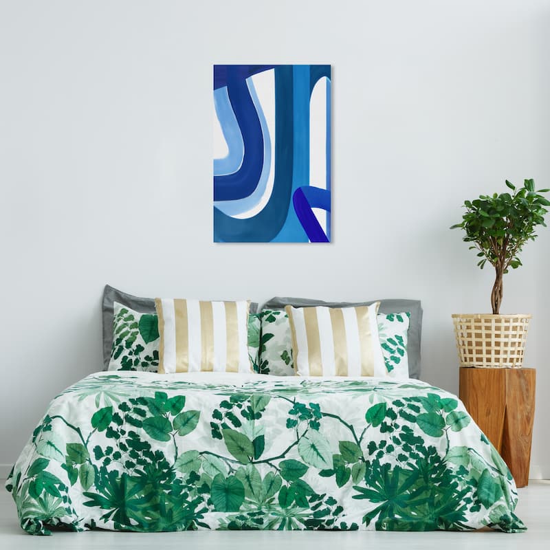 Wynwood Studio Canvas Abstract Greek Waves II Blue and Modern & Contemporary Wall Art Canvas Print - 36 x 24