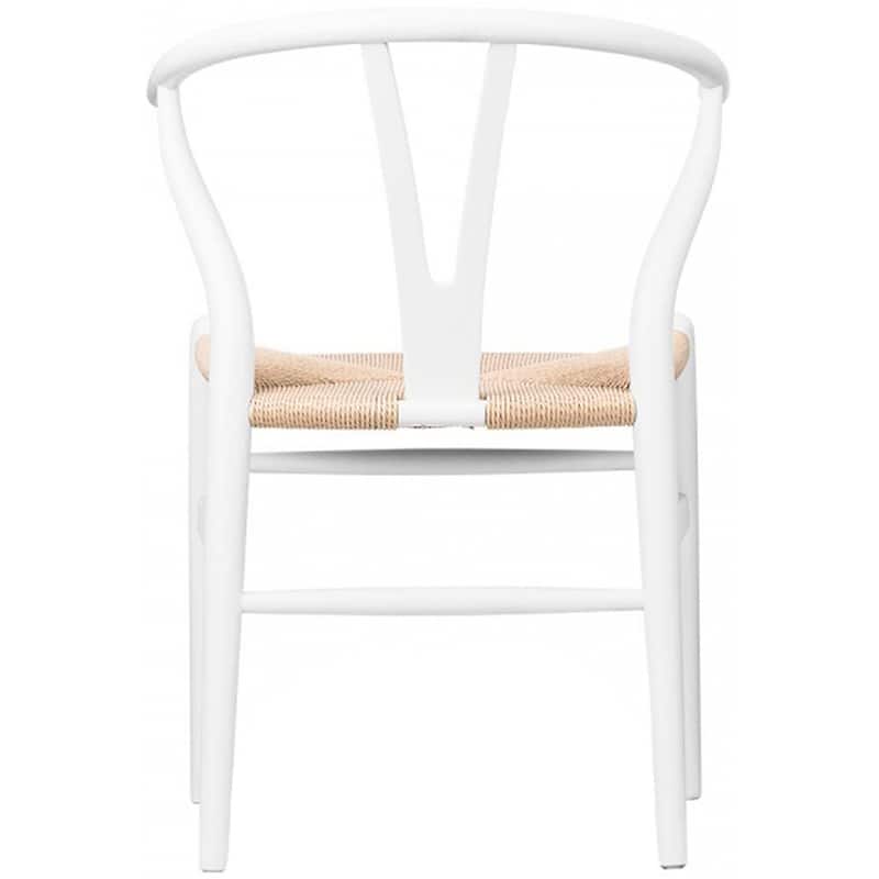 Set of 2 Modern Wood Dining Chair With Back Armchair Hemp Seat For Home Restaurant Office Kitchen