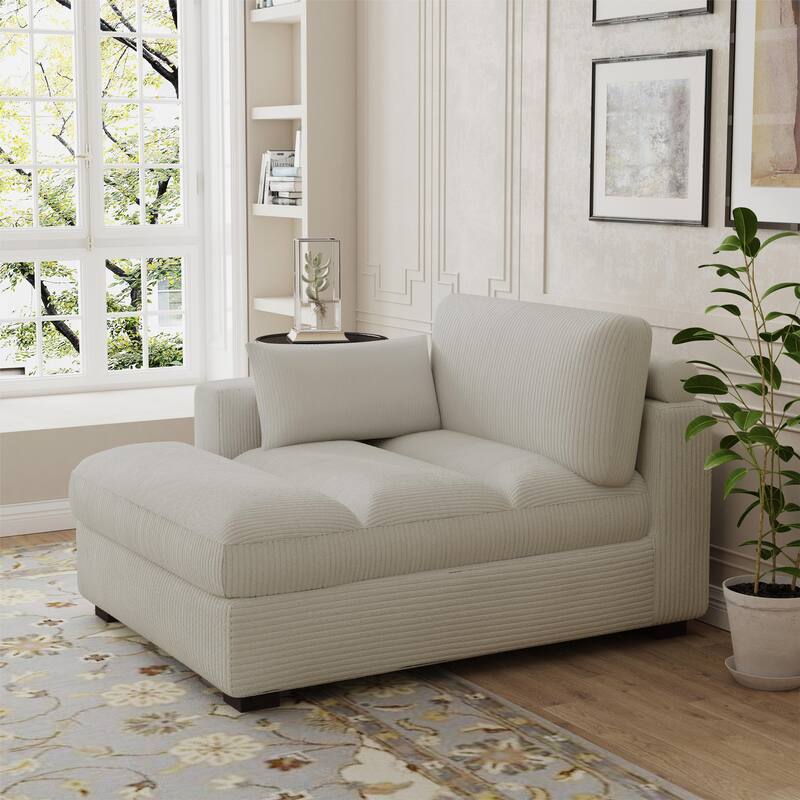 Modern Corduroy L-Shaped Sofa Chaise Lounge Couch