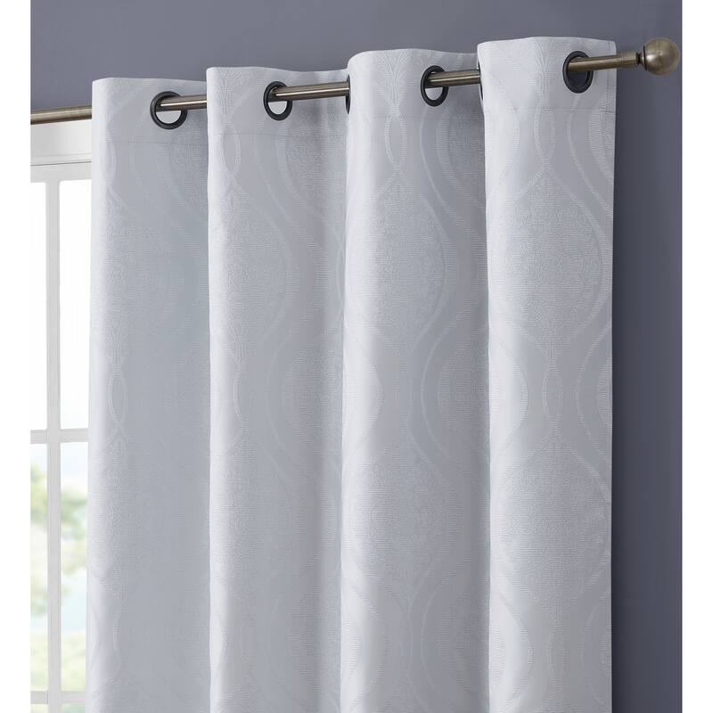 HLC.me Montero Damask 100% Full Complete Blackout Heavy Insulated Energy Savings Grommet Curtain Panels, 2 Panels