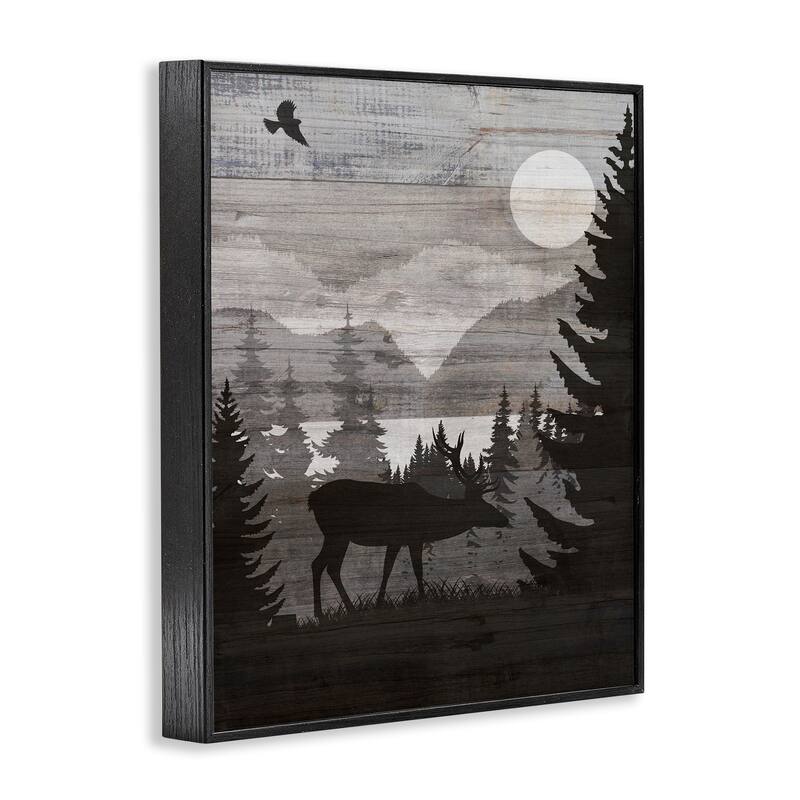 Stupell Rustic Moose at Night Framed Giclee Art Design By Susan Arnot