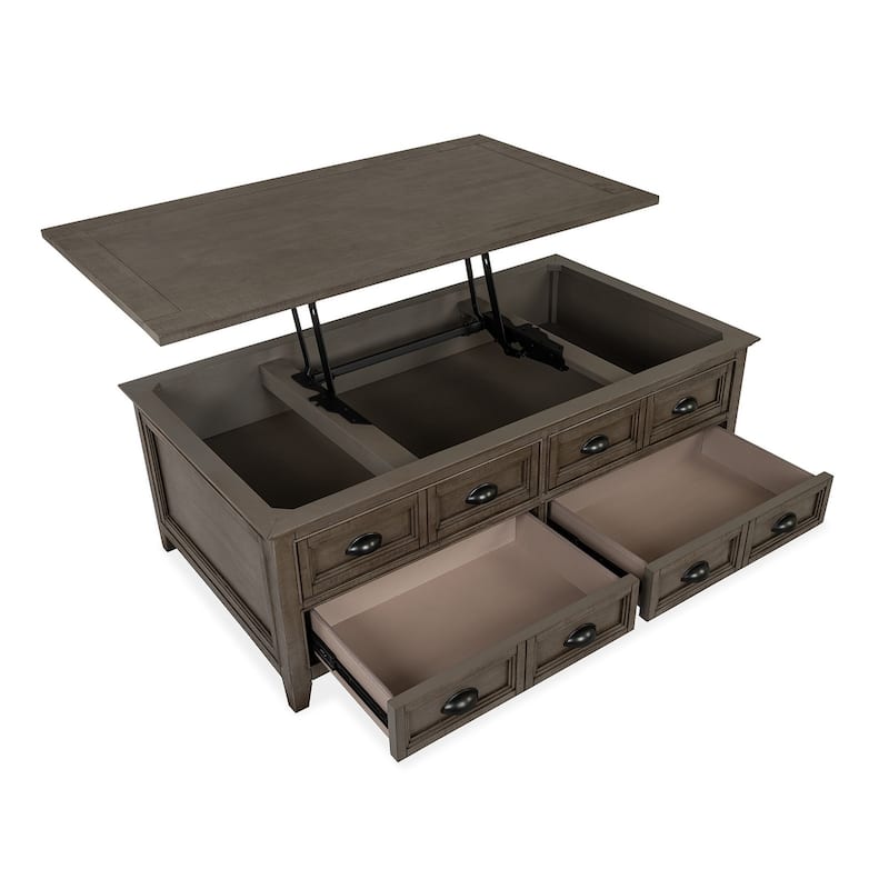 Magnussen Home Paxton Place Dovetail Grey Lift Top Storage Cocktail Table with Casters - 50''W x 28''D x 18''H