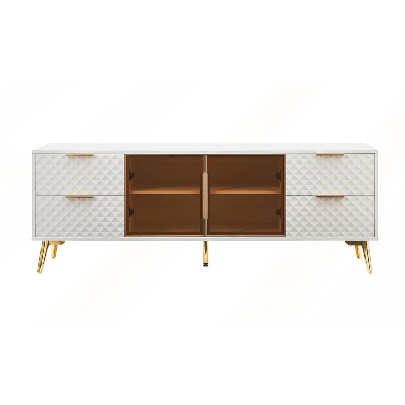 Modern Fashion Geometric Style TV Stand with Adjustable Metal Feet