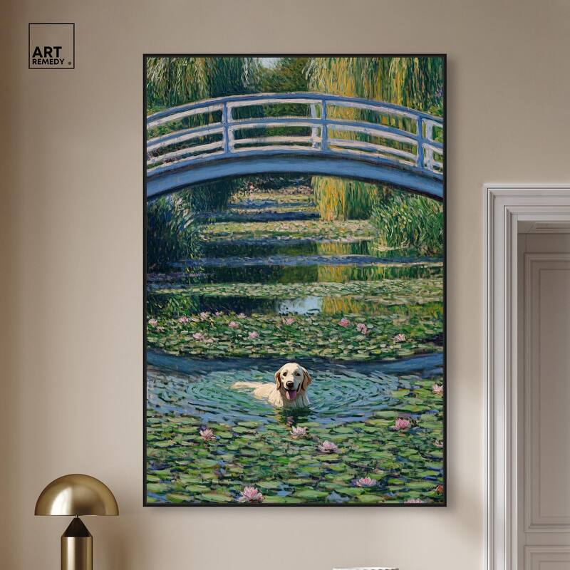 The Pond Under the Bridge Canvas by Art Remedy
