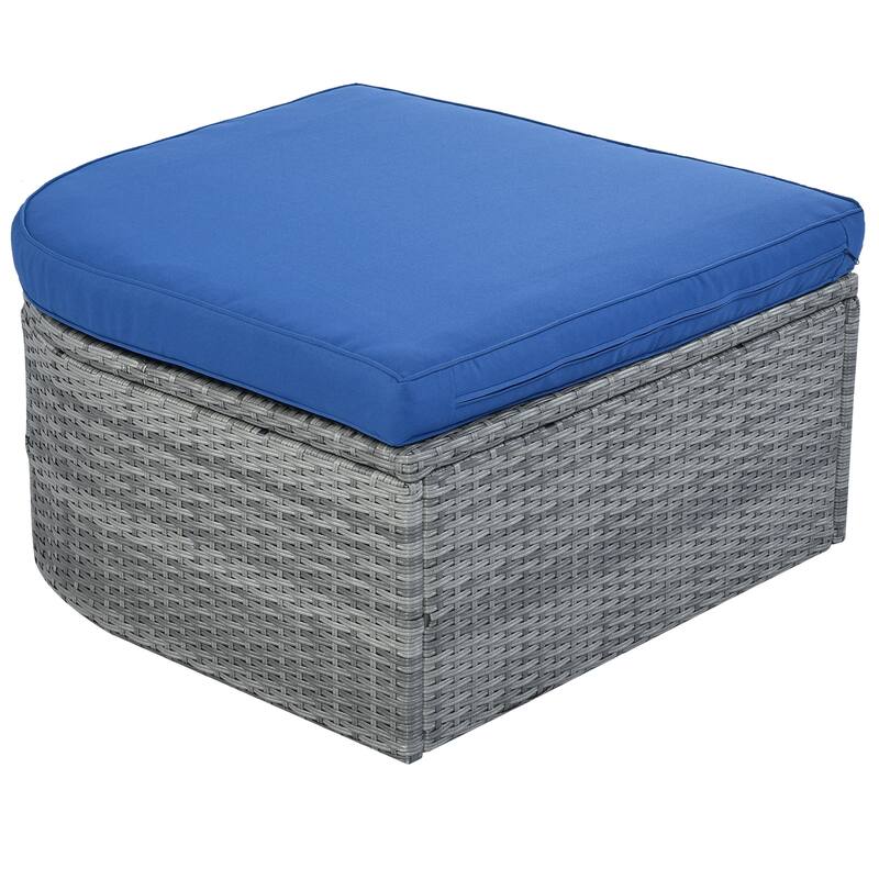 Modular Daybed Sunbed Patio Canopy Bed Wicker Conversation Set