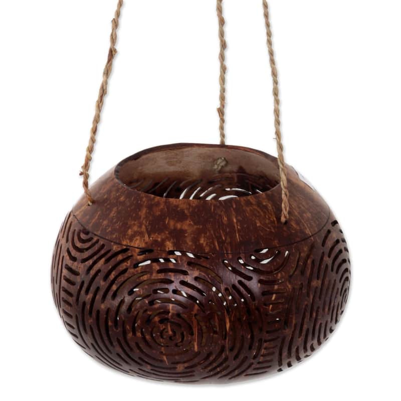 Novica Handmade Morning Bliss Coconut Shell Hanging Basket