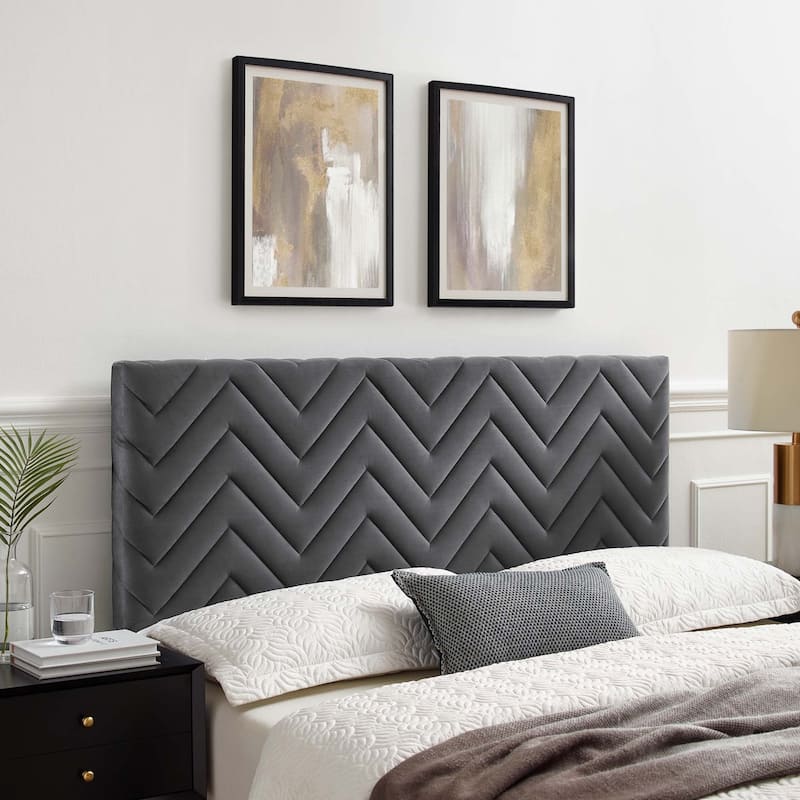 Mercy Chevron Tufted Performance Velvet Twin Headboard