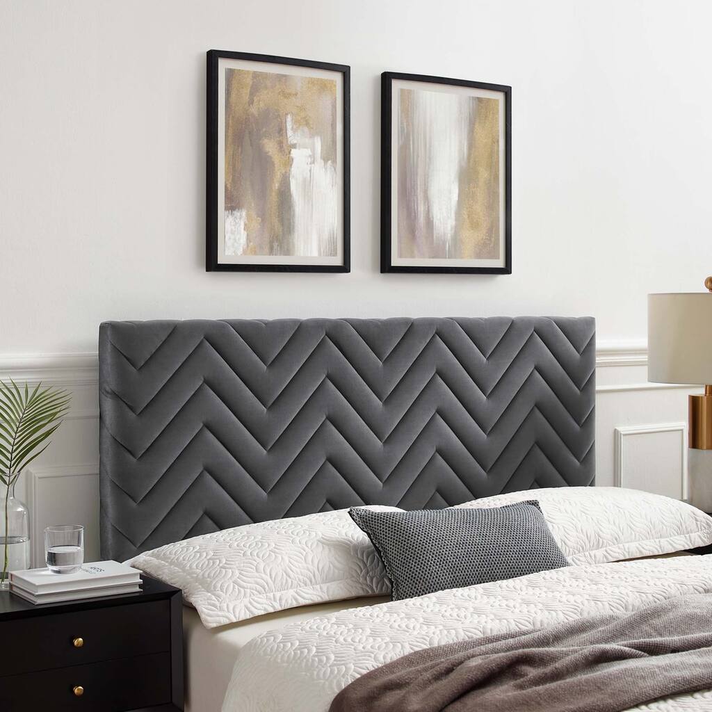 Mercy Chevron Tufted Performance Velvet Twin Headboard