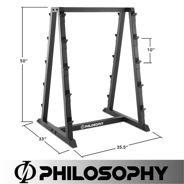 Philosophy Gym 10-Bar Fixed Barbell Weight Rack  Heavy-Duty Storage Holder for Straight & EZ Curl Pre-Weighted Bars 