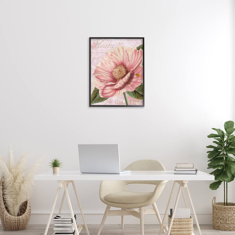 Stupell French Flower & Ladybug Framed Giclee Art Design By Sasha