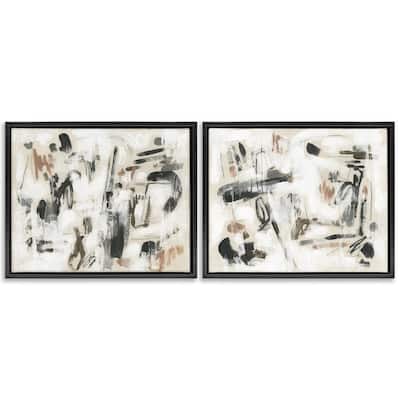 Stupell Neutral Earth Tones Abstraction Framed Floater Canvas Wall Art Design By June Erica Vess (Set of 2)