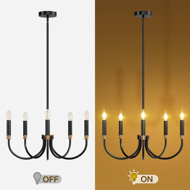 Modern Farmhouse 5-Light Black Chandelier for Dining Room
