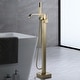 preview thumbnail 9 of 10, 34.6"H Solid Brass Freestanding Waterfall Tub Filler with Handheld Shower