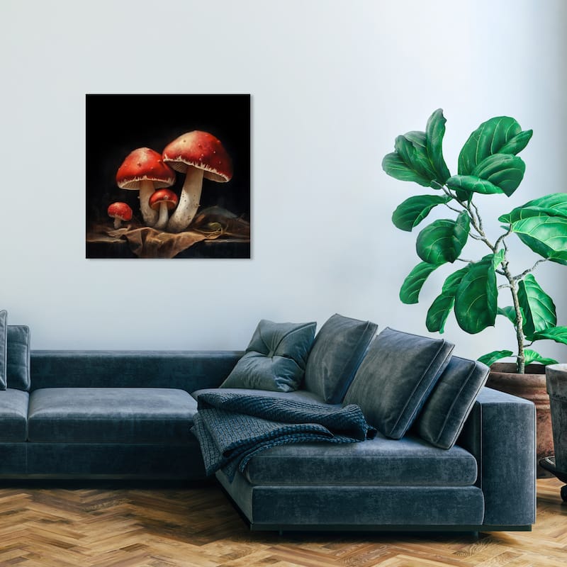 Wynwood Studio Canvas Floral and Botanical Mushroom Family Matters Red ...