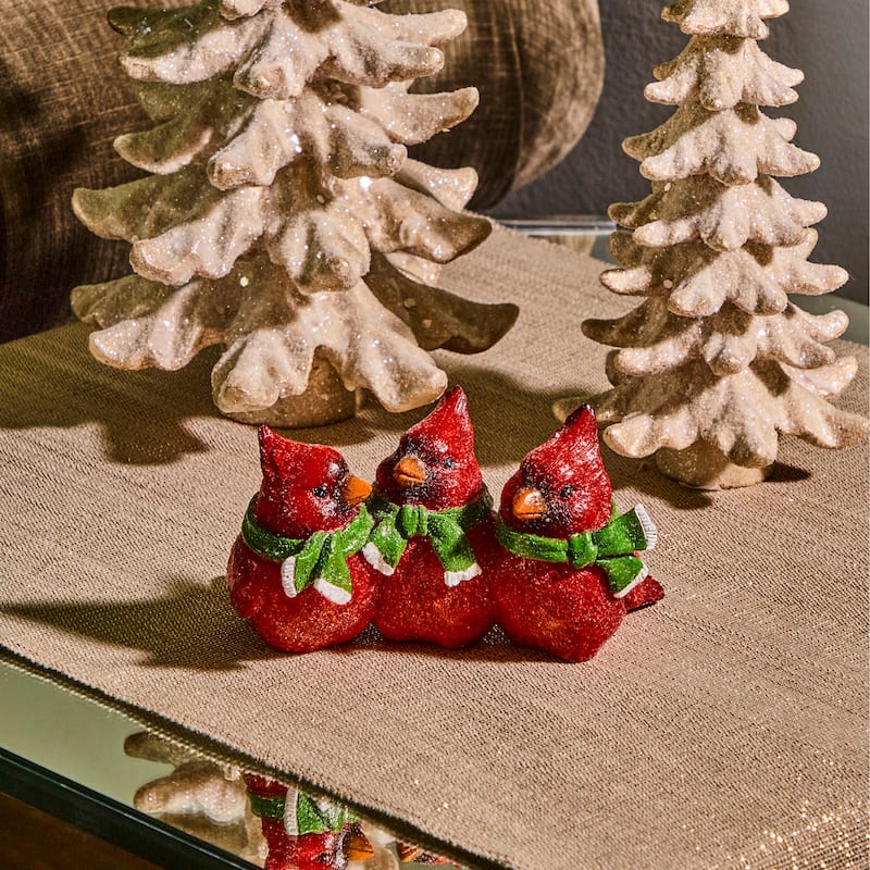 6" Resin Trio Cardinals With Scarf
