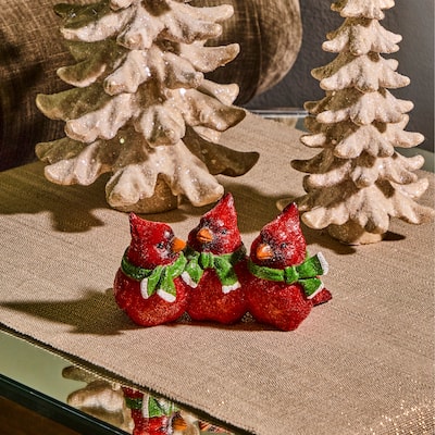 6" Resin Trio Cardinals With Scarf