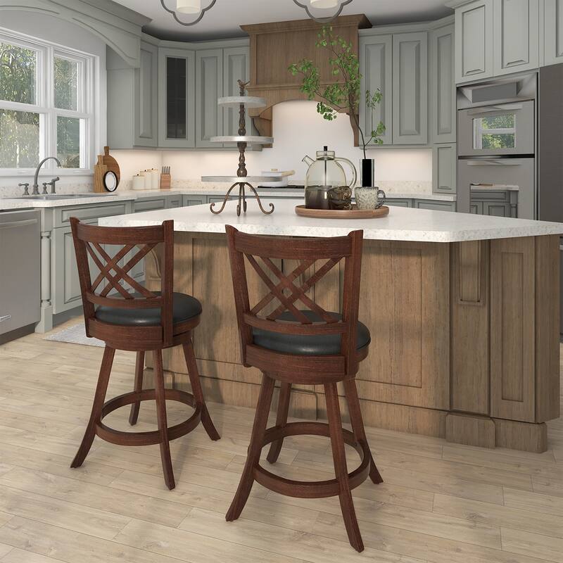 Gymax Swivel Barstools Set of 4 24'' Counter Height Bar Chairs with