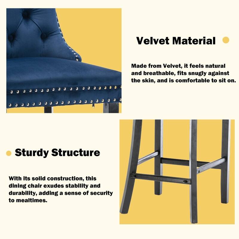 Contemporary Velvet Upholstered Counter Bar Stools Set of 4