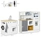 preview thumbnail 4 of 7, Qaba Kids Wooden Kitchen Playset with Sound Effects and Tons of Countertop Space, Wooden Corner Play Kitchen Set