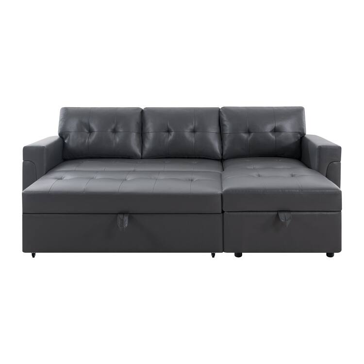 Perry Modern Reversible Sleeper Sectional Sofa with Storage Chaise, Pullout Sleeper Sofa Couch Bed for Living Room