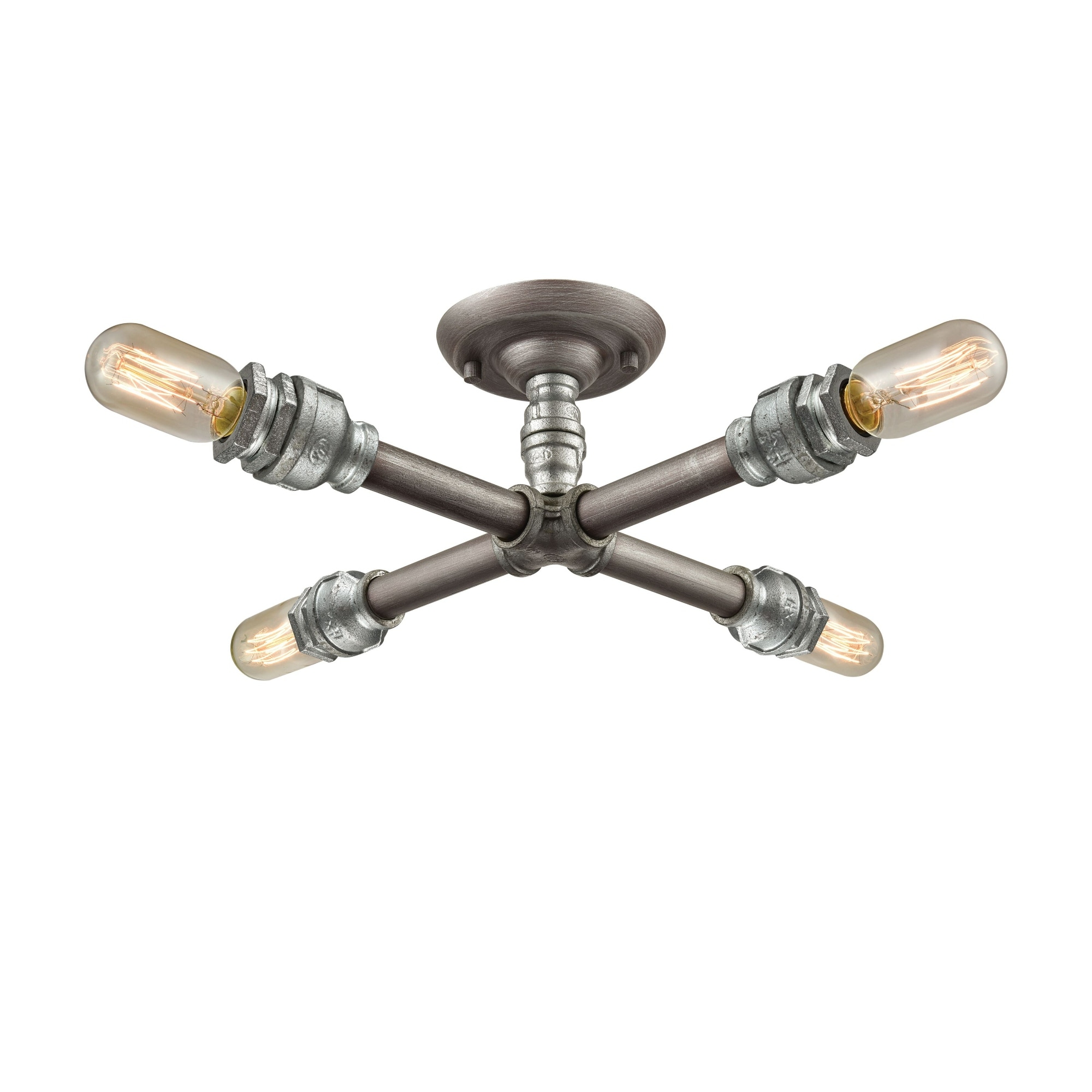4-Light Semi Flush Mount Ceiling Light Fixture - 16" - Gray