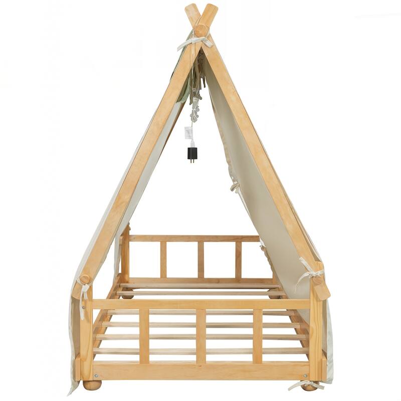 Twin Size House Bed with Tent and Light