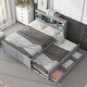 preview thumbnail 4 of 14, Full Size Platform Bed with USB Storage Headboard, Twin Trundle and 3 Drawers, Solid Wood Frame