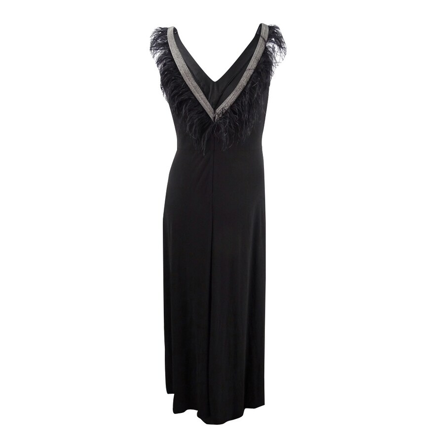 black ostrich feather dress