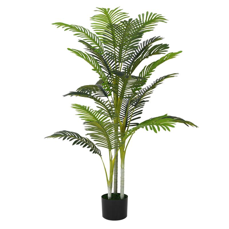 Roomfitters 61'' Artificial Palm Tree Set of 2, Tall Faux Indoor Plants with Black Plastic Pots for Home Decor, Green