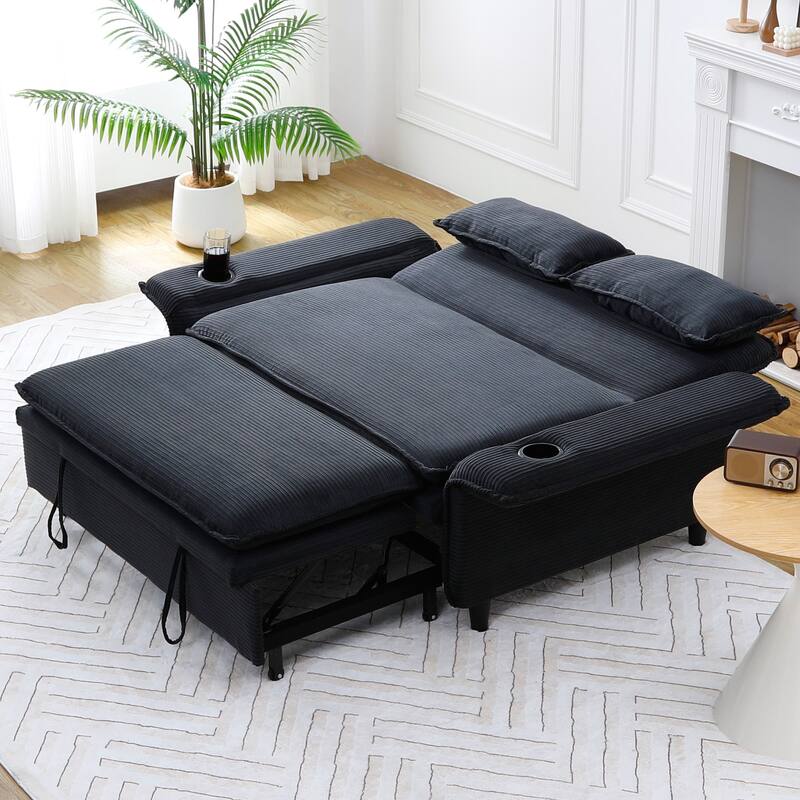 65.74-Inch Letter Striped Fabric Multi-Functional Sofa Bed,Suitable For Bedrooms And Living Rooms