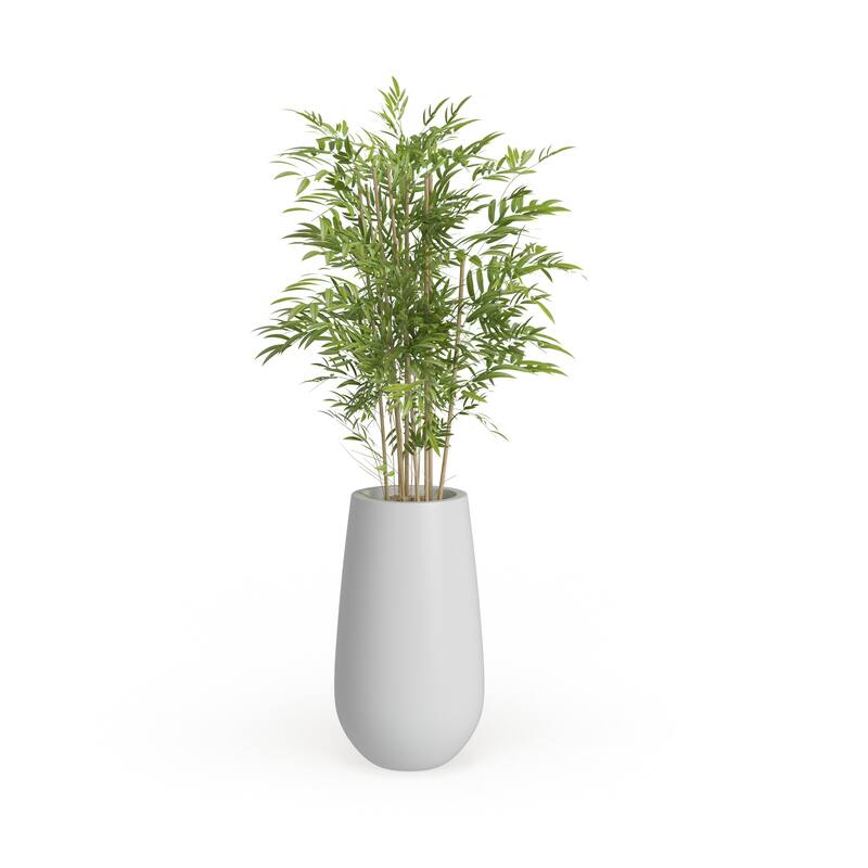 Green Faux Foliage Bamboo Artificial Tree with Realistic Leaves and White Fiberglass Pot - 46 x 47 x 80