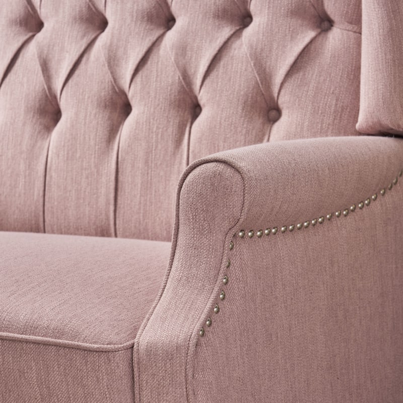 Oversized Wingback Push-Back Recliner with Footrest, Tufted Back, Nailheads