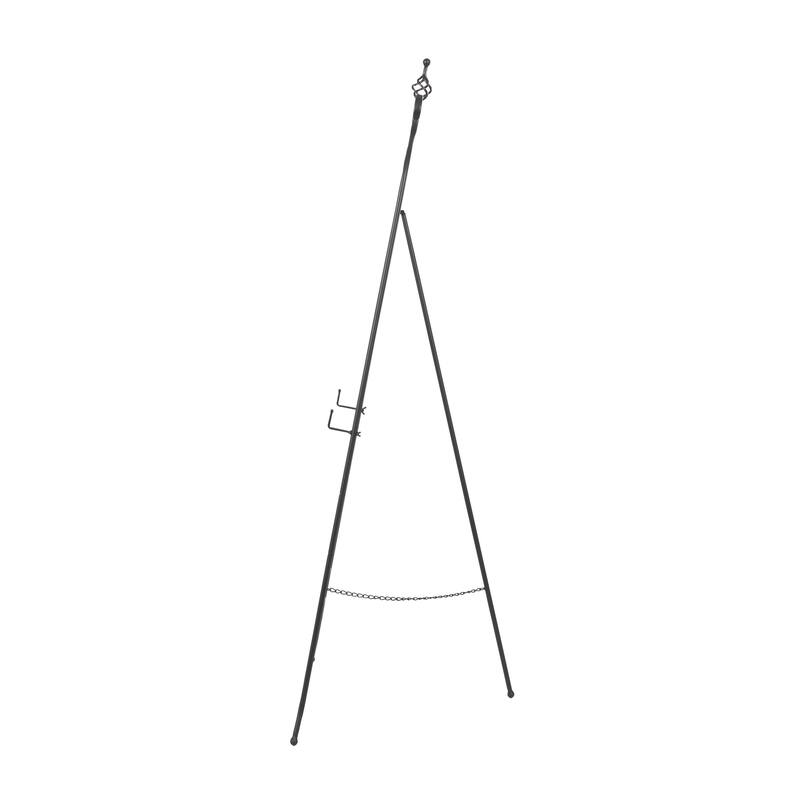 Metal Scroll Adjustable 3 Tier Display Easel with Chain Support and Swirl Finial - Black or Gold - Roche River Decor
