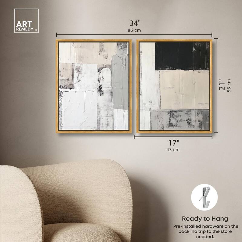 Chalk and Charcoal Canvas Set of 2 by Art Remedy