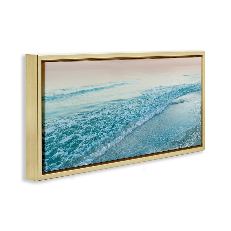 Stupell Luminous Sunset over Beach Framed Floater Canvas Wall Art Design By Mary Lou Johnson